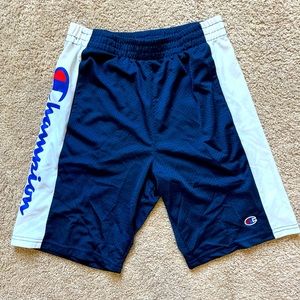 Champion navy color white side strap logo athletic shorts boy’s size large